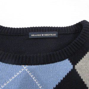 BLUE AND GREY ARGYLE BRANDY MELVILLE SWEATER